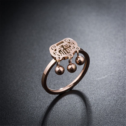 18K Rose Gold-Plated Lock Of Longevity Band Ring, rose gold statement rings for women, dainty minimalist design, side view