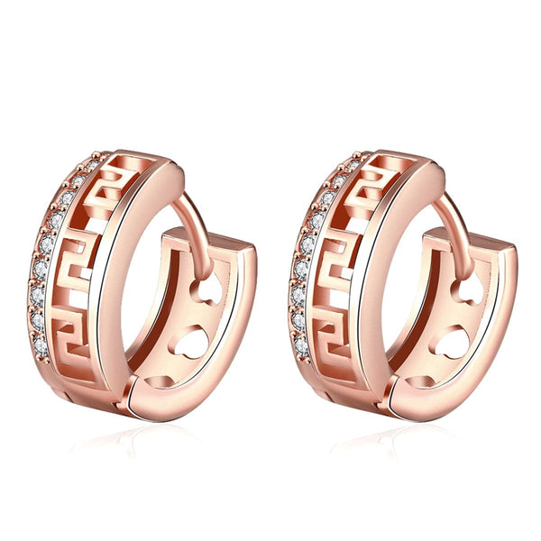 Cubic Zirconia & 18k Rose Gold-Plated Huggie Earrings - streetregion