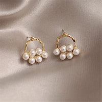 Pearl & 18k Gold-Plated Round Branch Stud Earrings