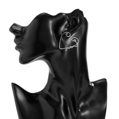 Silver-Plated Abstract Face Open-Triangle Drop Earrings