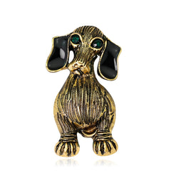 18K Gold-Plated Dog Brooch