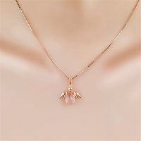 Pink Crystal & 18k Rose Gold-Plated Angel Pendant Necklace
