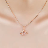Pink Crystal & 18k Rose Gold-Plated Angel Pendant Necklace