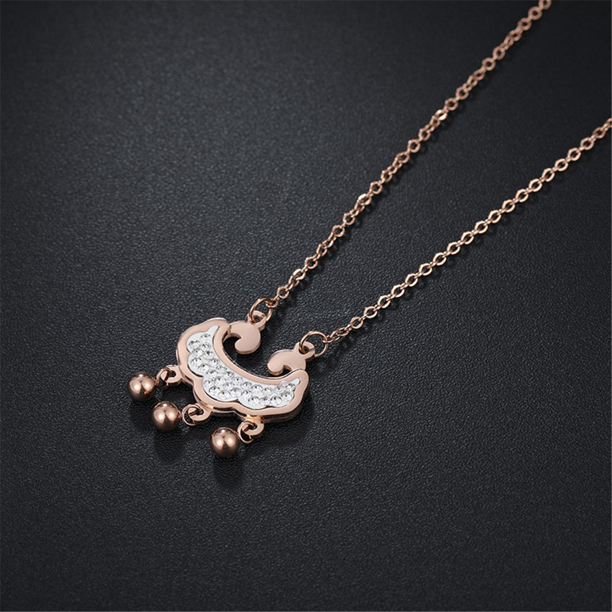 Cubic Zirconia 18K Rose Gold-Plated Lock Of Longevity Pendant Necklace, rose gold pendant necklace for women, lifestyle look