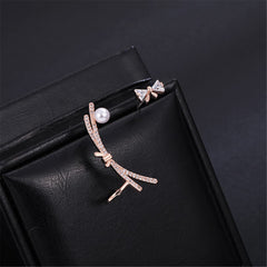 Cubic Zirconia & Pearl Ear Climber & Stud Earring