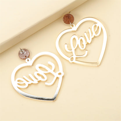 Silver-Plated 'Love' Drop Earrings, silver drop earrings for women, dainty minimalist design, detail close-up