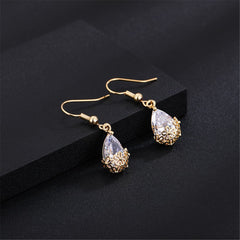 Crystal & 18K Gold-Plated Floral Drop Earrings