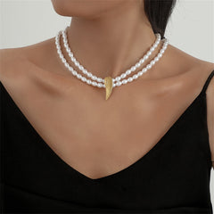 Pearl & 18K Gold-Plated Angel Wing Layered Pendant Necklace