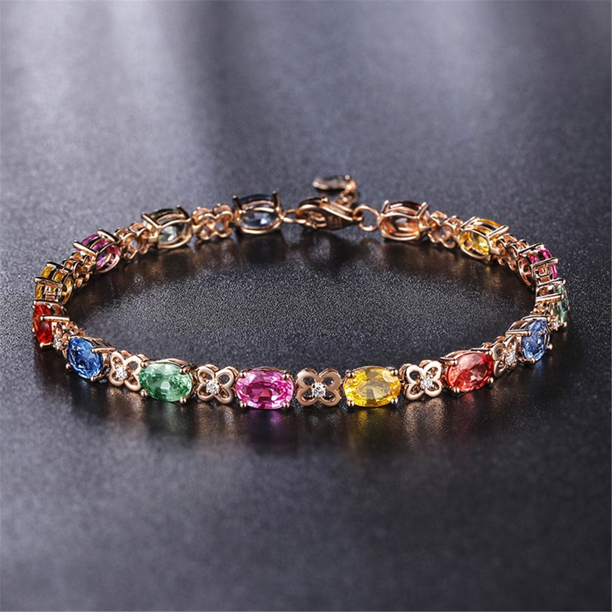 cubic zirconia & Crystal Flower Station Bracelet - streetregion