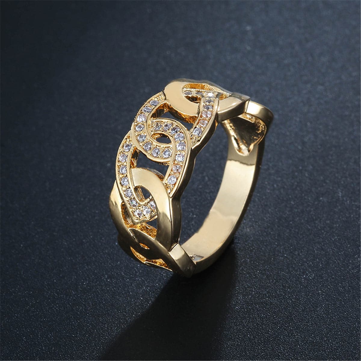 Cubic Zirconia Interlocking Circles Ring