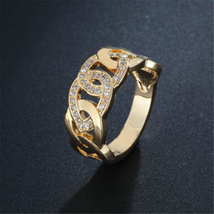 Cubic Zirconia Interlocking Circles Ring