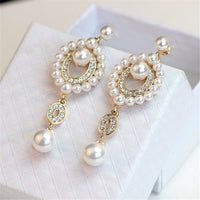 Cubic Zirconia & Imitation Pearl Open Drop Earrings