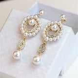 Cubic Zirconia & Imitation Pearl Open Drop Earrings