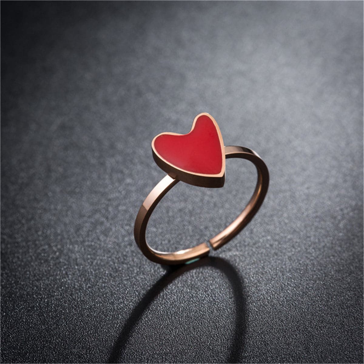 Red & 18K Gold-Plated Heart Ring