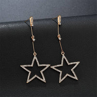 cubic zirconia & 18k Gold-Plated Hollow Star Drop Earrings - streetregion