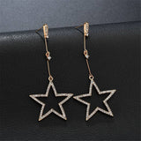cubic zirconia & 18k Gold-Plated Hollow Star Drop Earrings - streetregion
