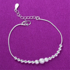 Silver-Plated Frosted Graduated Bead Anklet