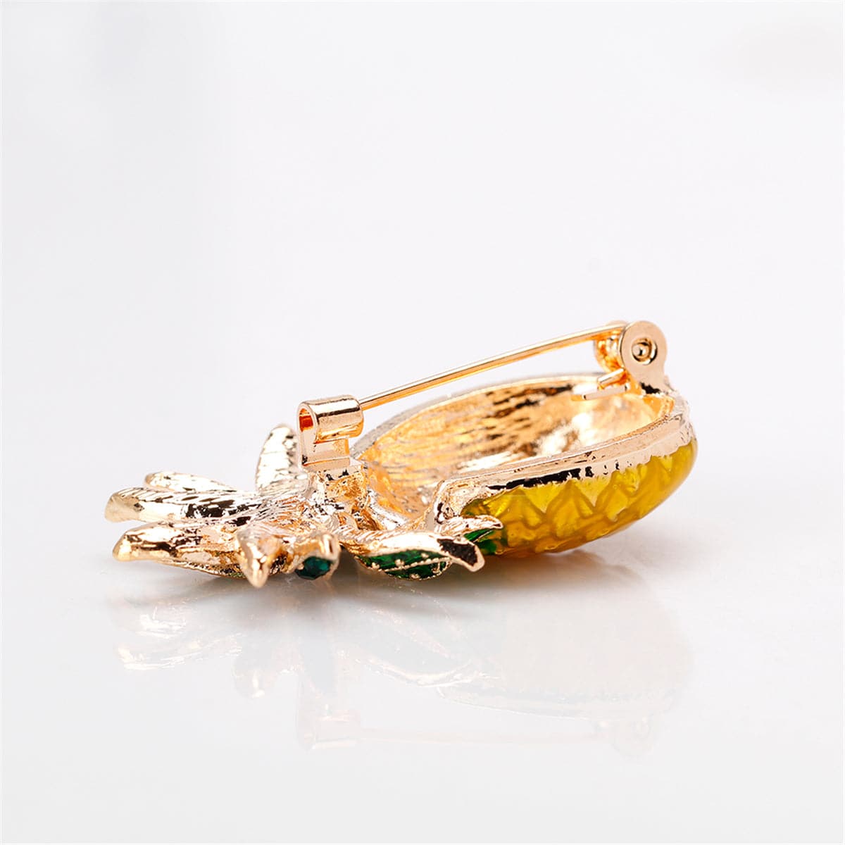 Yellow Cubic Zirconia & 18K Gold-Plated Pineapple Brooch