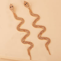 Champagne Cubic Zirconia & Goldtone Snake Drop Earrings