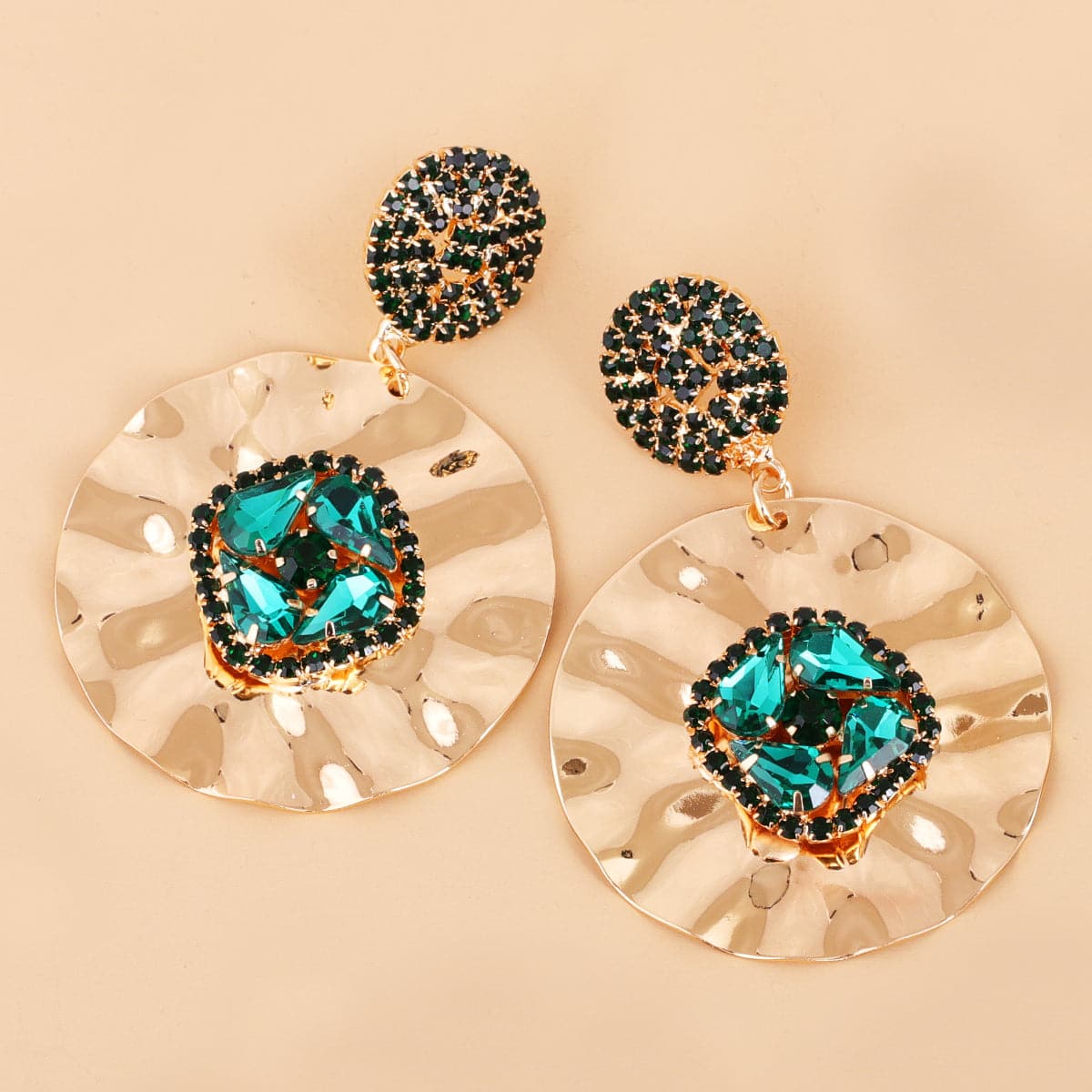 Green Cubic Zirconia & 18K Gold-Plated Drop Earrings