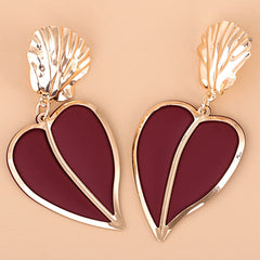 Red Enamel & 18K Gold-Plated Heart Drop Earrings