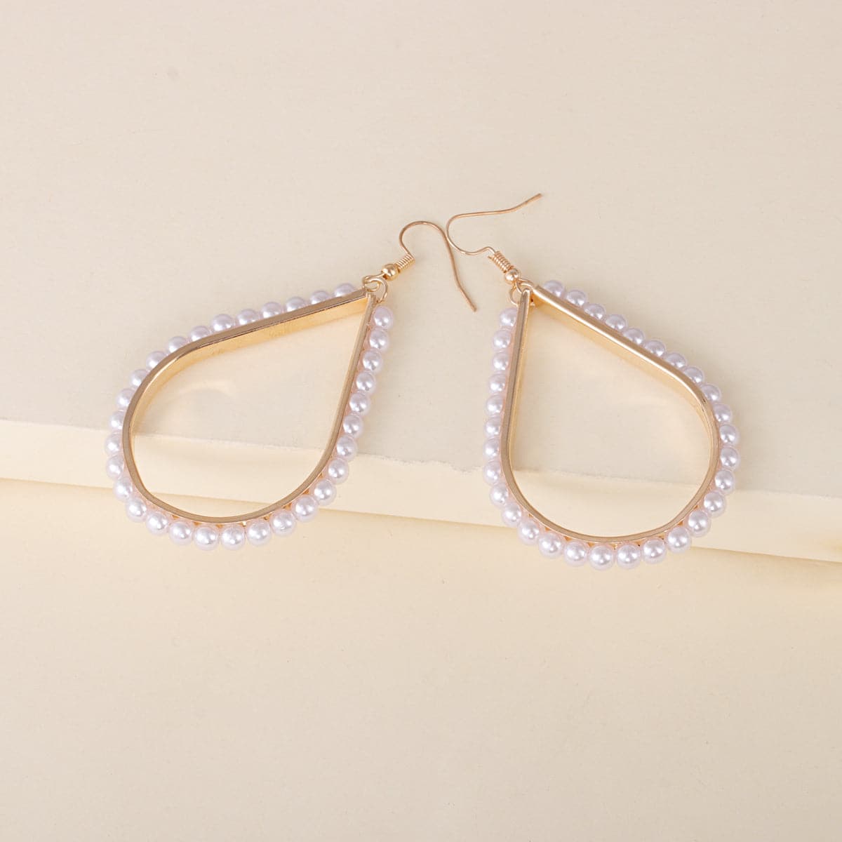 Pearl & 18K Gold-Plated Teardrop Earrings
