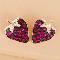 Red Cubic Zirconia & Enamel Strawberry Stud Earrings
