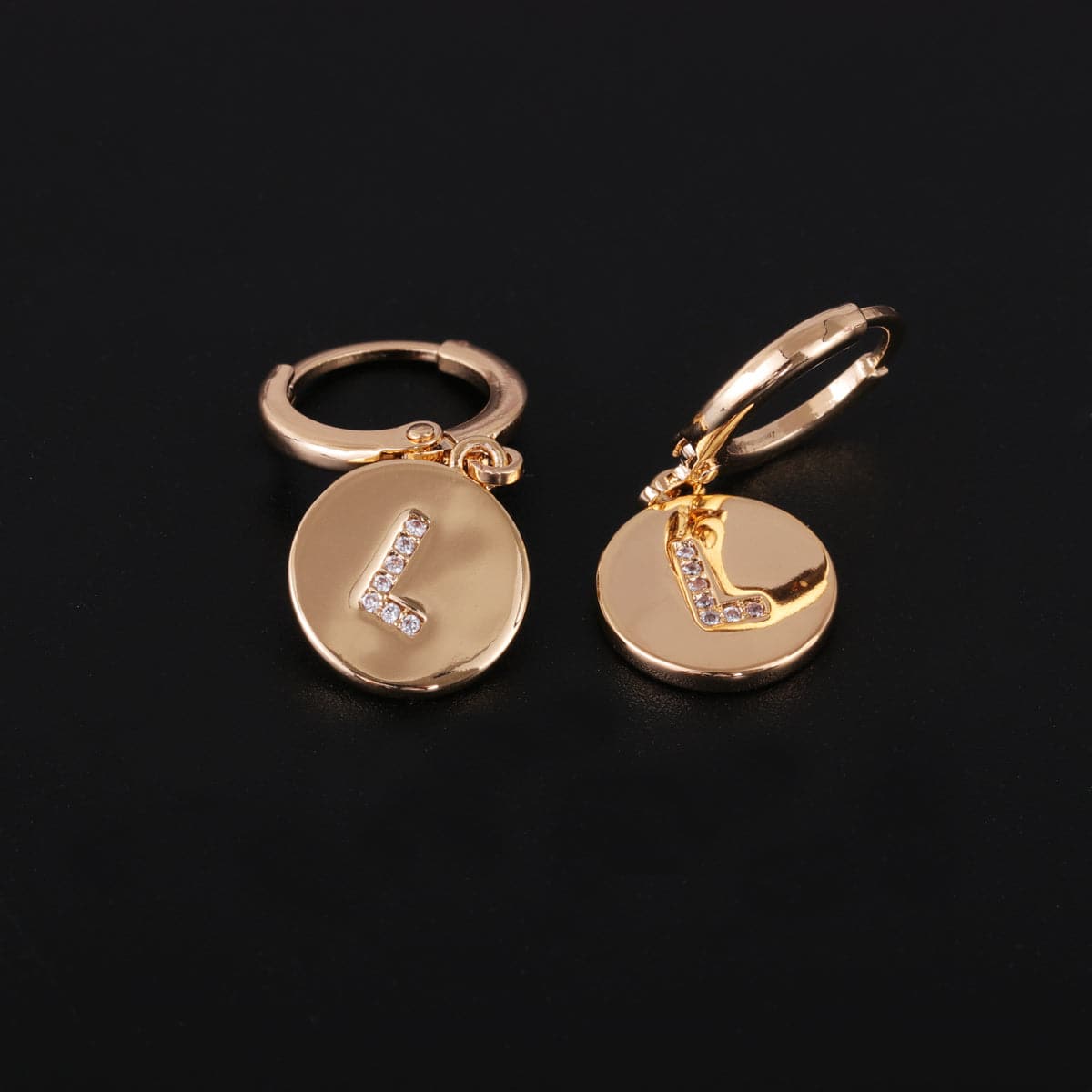 Cubic Zirconia & 18K Gold-Plated Letter L Cut Drop Earrings