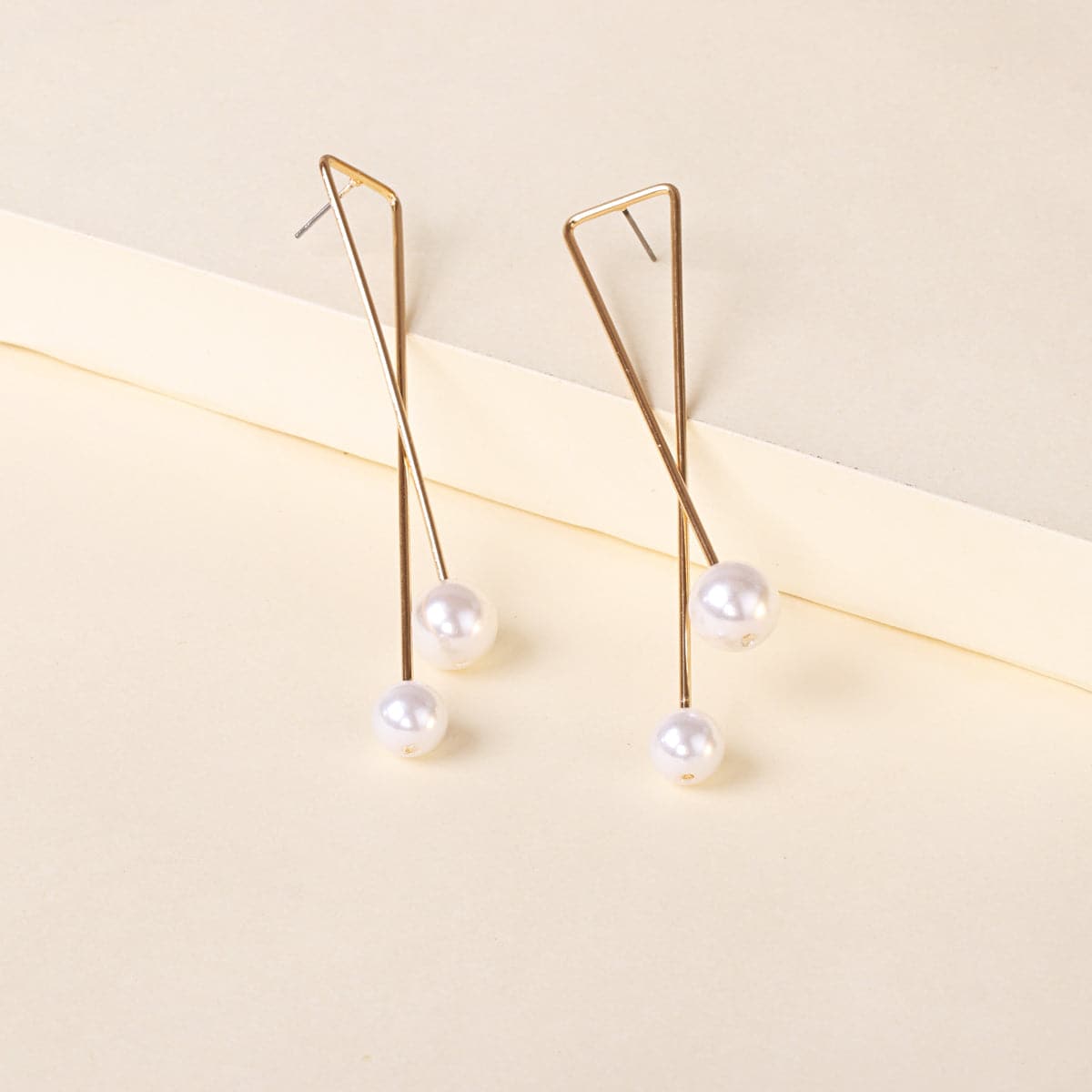 Pearl & 18K Gold-Plated Cross Drop Earrings