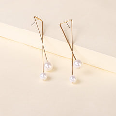 Pearl & 18K Gold-Plated Cross Drop Earrings