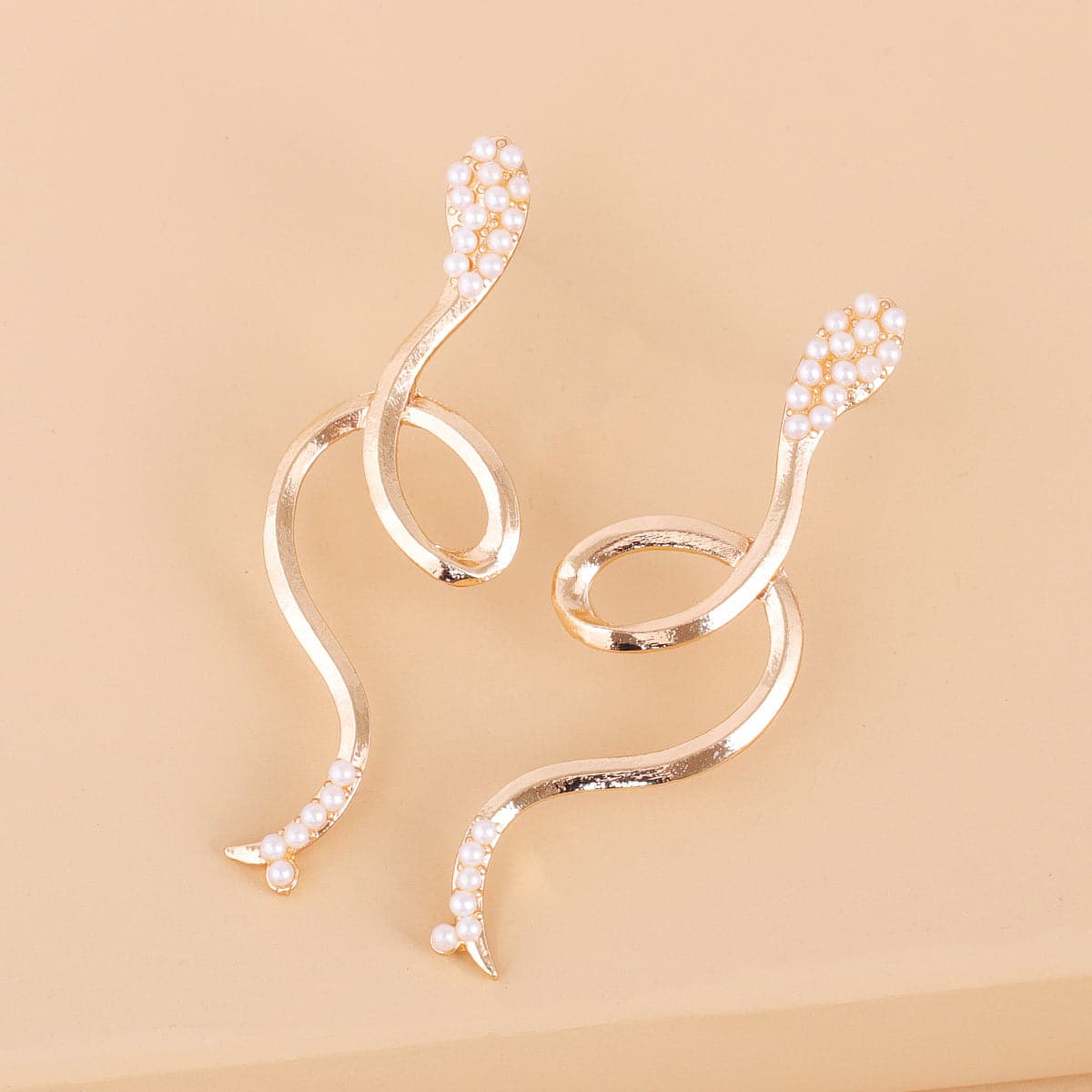 Pearl & 18K Gold-Plated Snake Drop Earrings