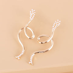 Pearl & 18K Gold-Plated Snake Drop Earrings