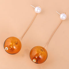 Orange Glass & Pearl 18K Gold-Plated Drop Earrings