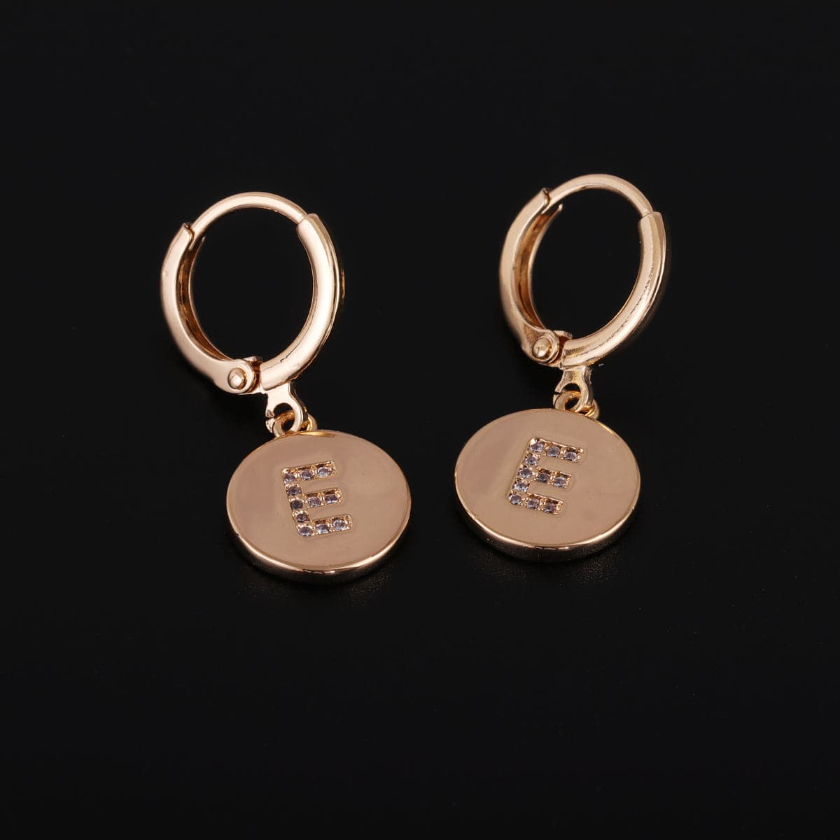 Cubic Zirconia & 18K Gold-Plated Letter E Cut Drop Earrings