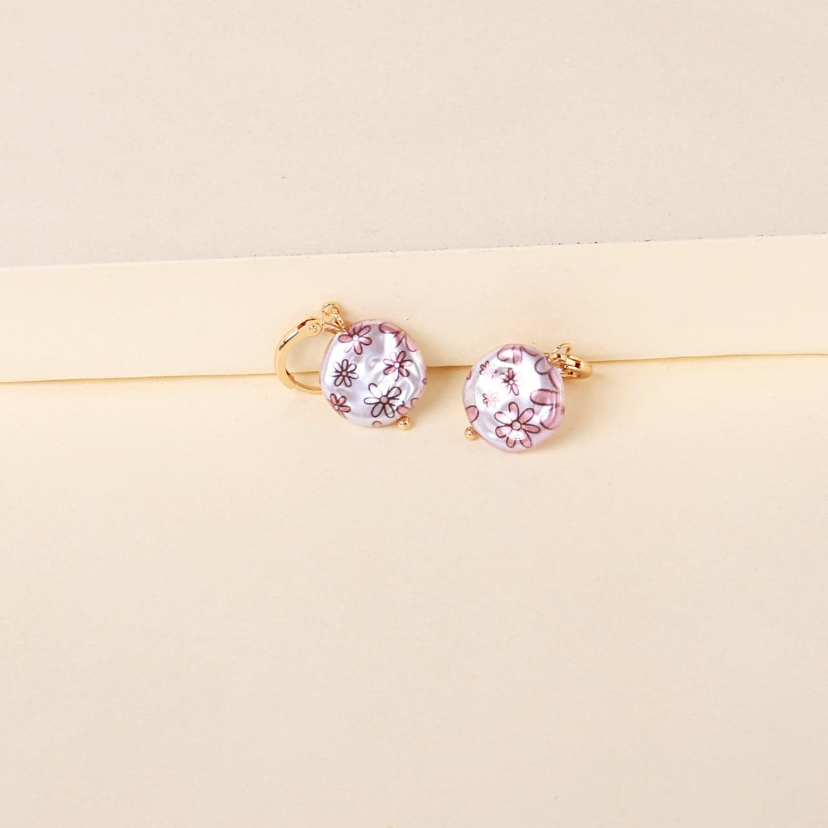 Purple Floral Pearl & 18K Gold-Plated Drop Earrings