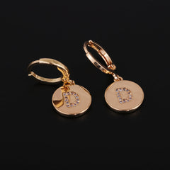 Cubic Zirconia & 18K Gold-Plated Letter D Cut Drop Earrings