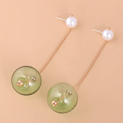 Green Glass & Pearl 18K Gold-Plated Drop Earrings