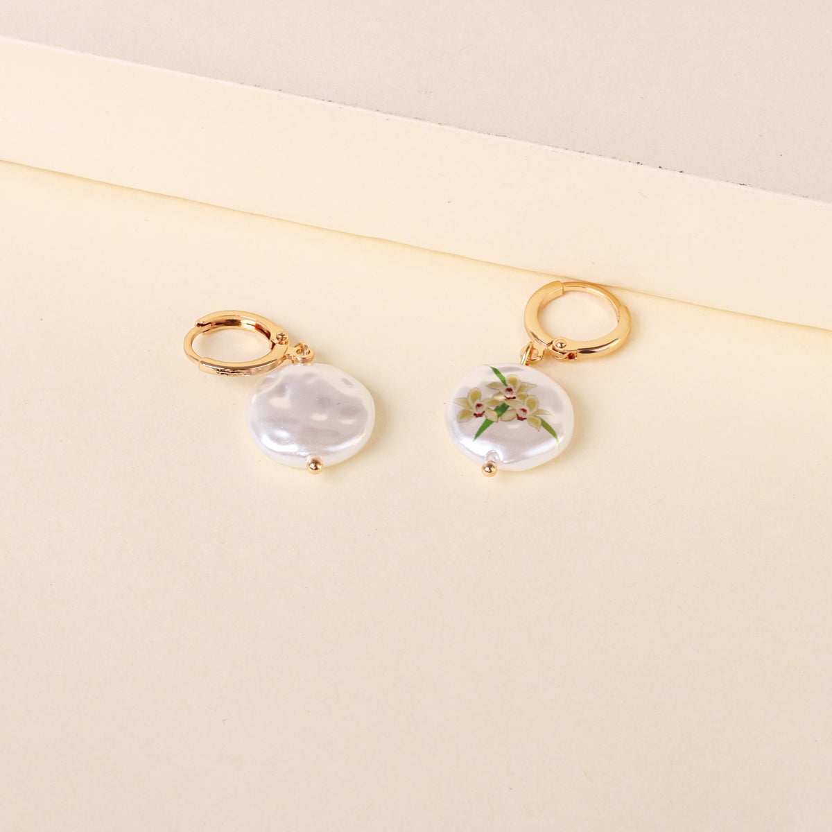 Orchid Floral Pearl & 18K Gold-Plated Drop Earrings
