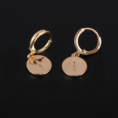 Cubic Zirconia & 18K Gold-Plated Letter I Cut Drop Earrings