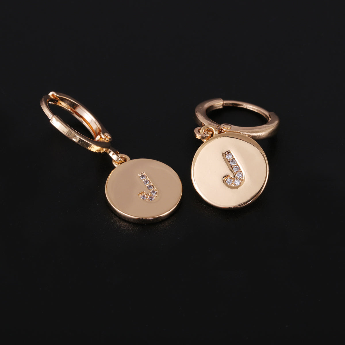 Cubic Zirconia & 18K Gold-Plated Letter J Cut Drop Earrings