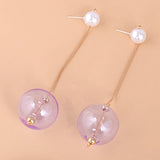 Purple Glass & Pearl 18k Gold-Plated Drop Earrings