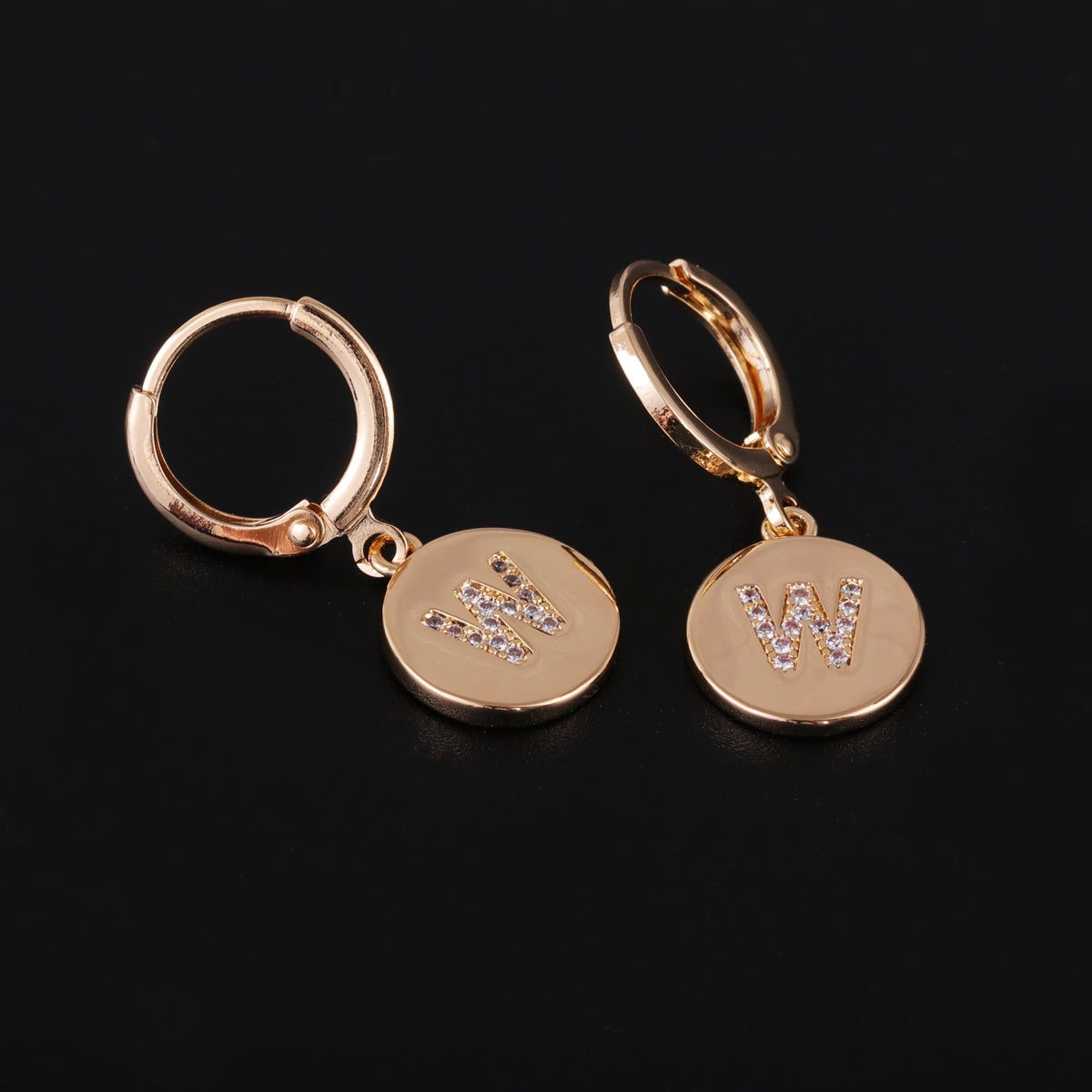 Cubic Zirconia & 18K Gold-Plated Letter W Cut Drop Earrings