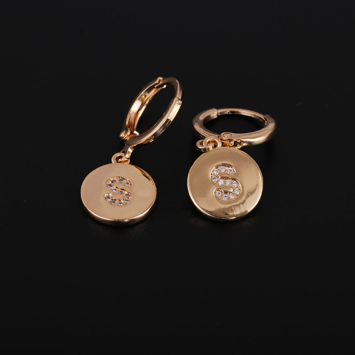 Cubic Zirconia & 18K Gold-Plated Letter S Cut Drop Earrings