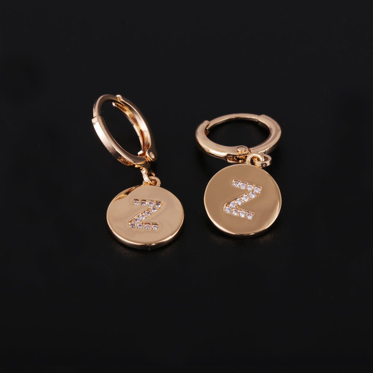 Cubic Zirconia & 18K Gold-Plated Letter Z Cut Drop Earrings