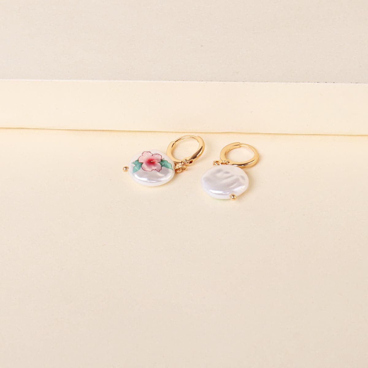 Pink Floral Pearl & 18K Gold-Plated Drop Earrings