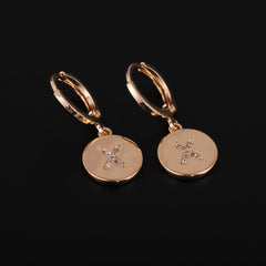 Cubic Zirconia & 18K Gold-Plated Letter X Cut Drop Earrings