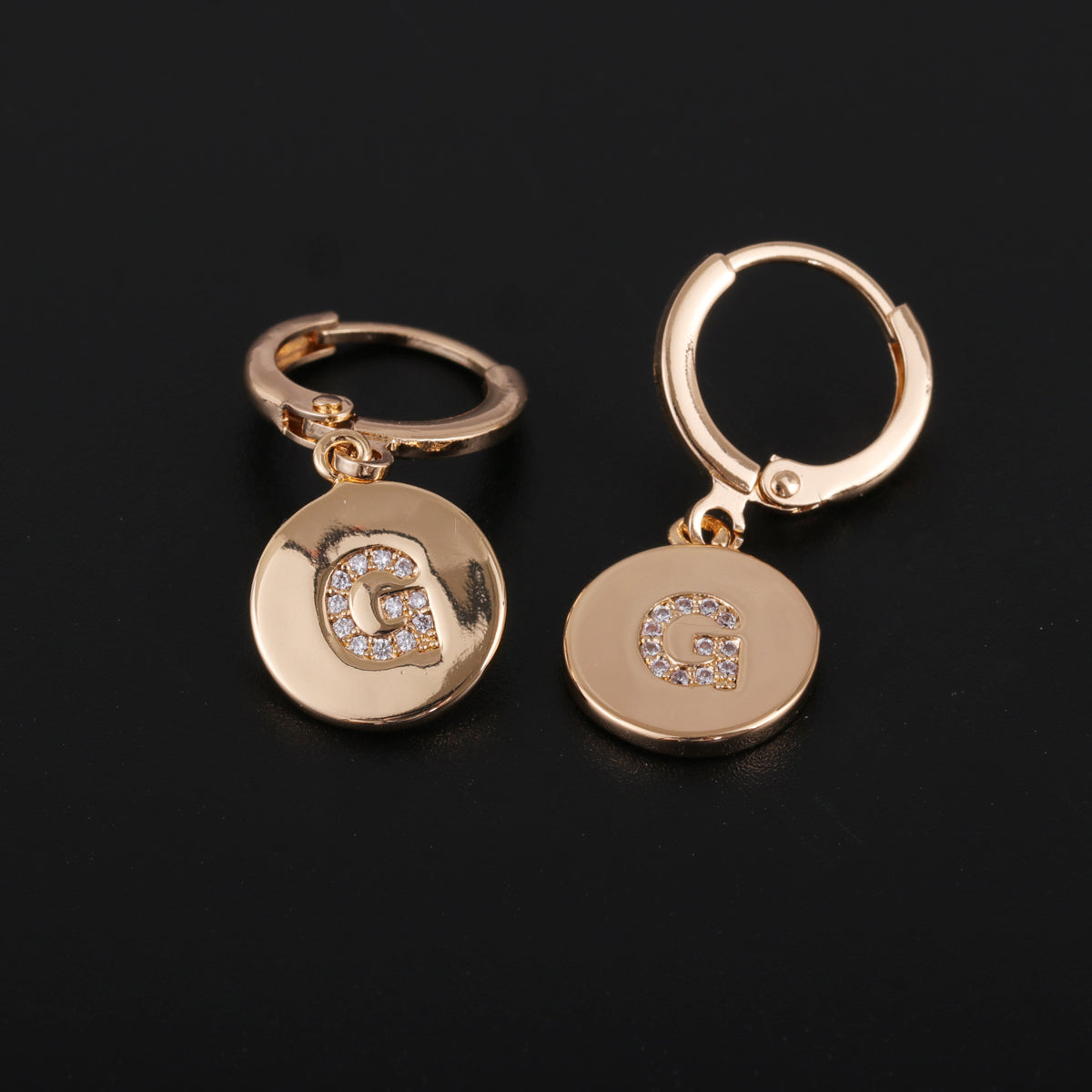 Cubic Zirconia & 18K Gold-Plated Letter G Cut Drop Earrings