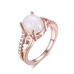 White Opal & 18K Rose Gold-Plated Promise Ring