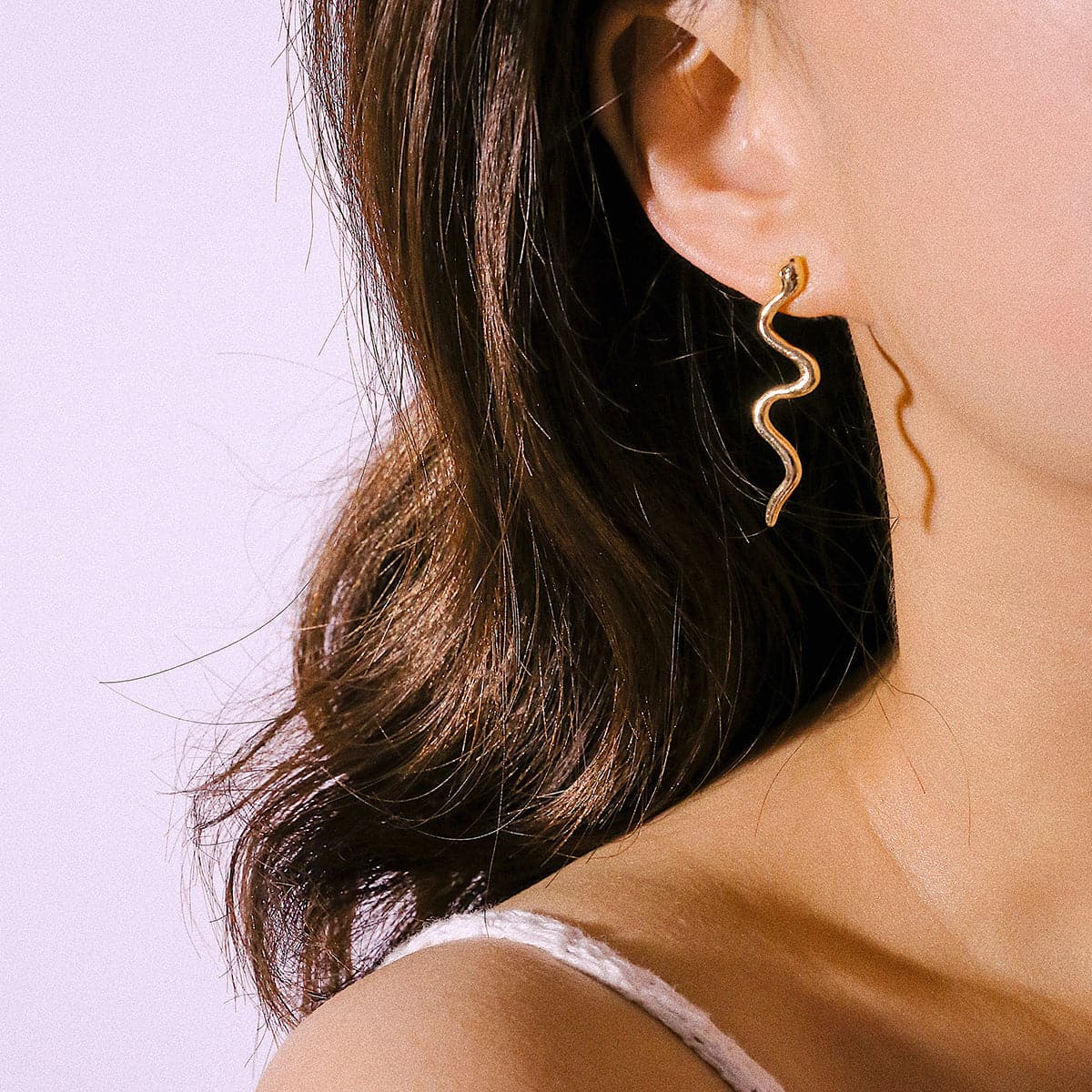 18K Gold-Plated Snake Stud Earrings, gold drop earrings for women, vintage-inspired design, styled look