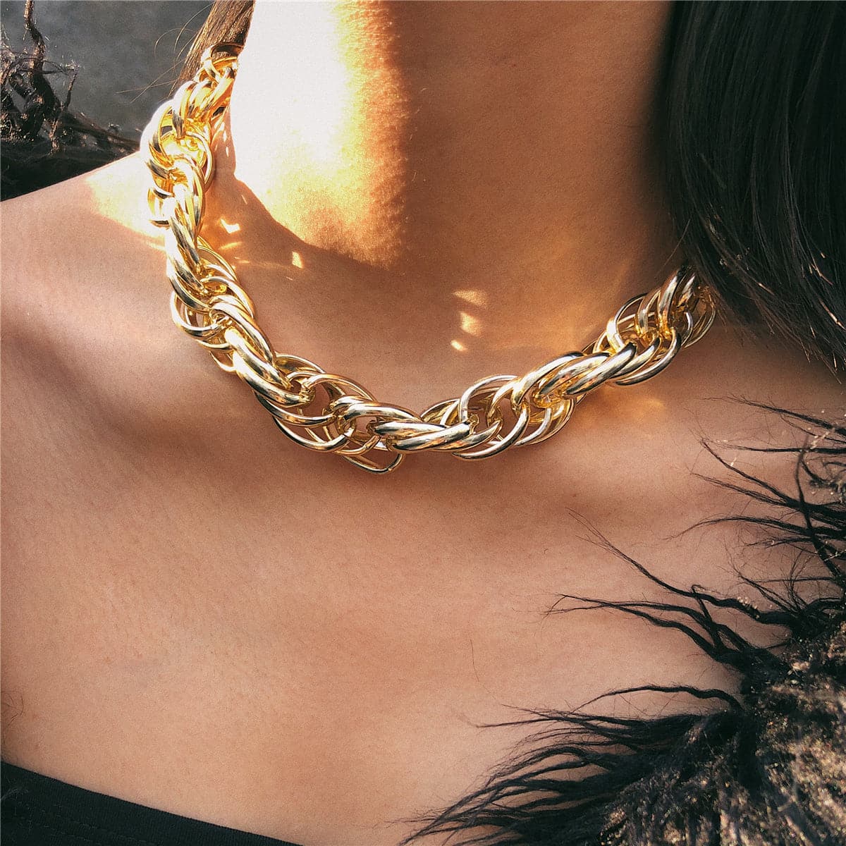 18K Gold-Plated Twine Rope-Chain Choker Necklace